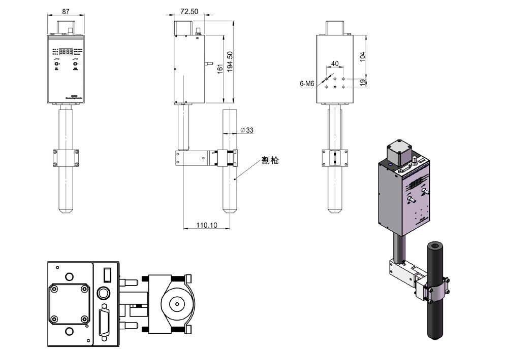 SH-HC31火焰/等离子割炬高度控制器等离子夹持安装示意图
